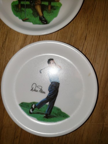 Lot 2 Vintage 1960s Wilson Golf Coasters Gene Sarazen Dave Marr Melamine - Picture 3 of 6