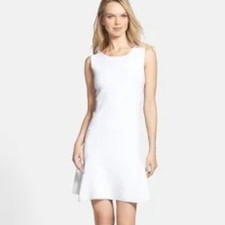 Theory Nikayla Mega White Jacquard Sleeveless Fit and Flare Dress Size M