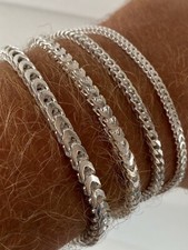 Real Solid 925 Sterling Silver Franco Bracele...