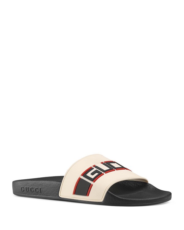 100% AUTHENTIC WOMEN GUCCI PURSUIT RUBBER POOL WHITE SANDALS EU 41/US 11