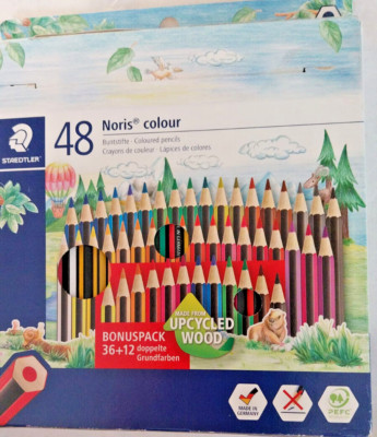 STAEDTLER Noris, 48 Sechskant-Bunststifte 36+12 doppelte Grundfarben, Kartonetui
