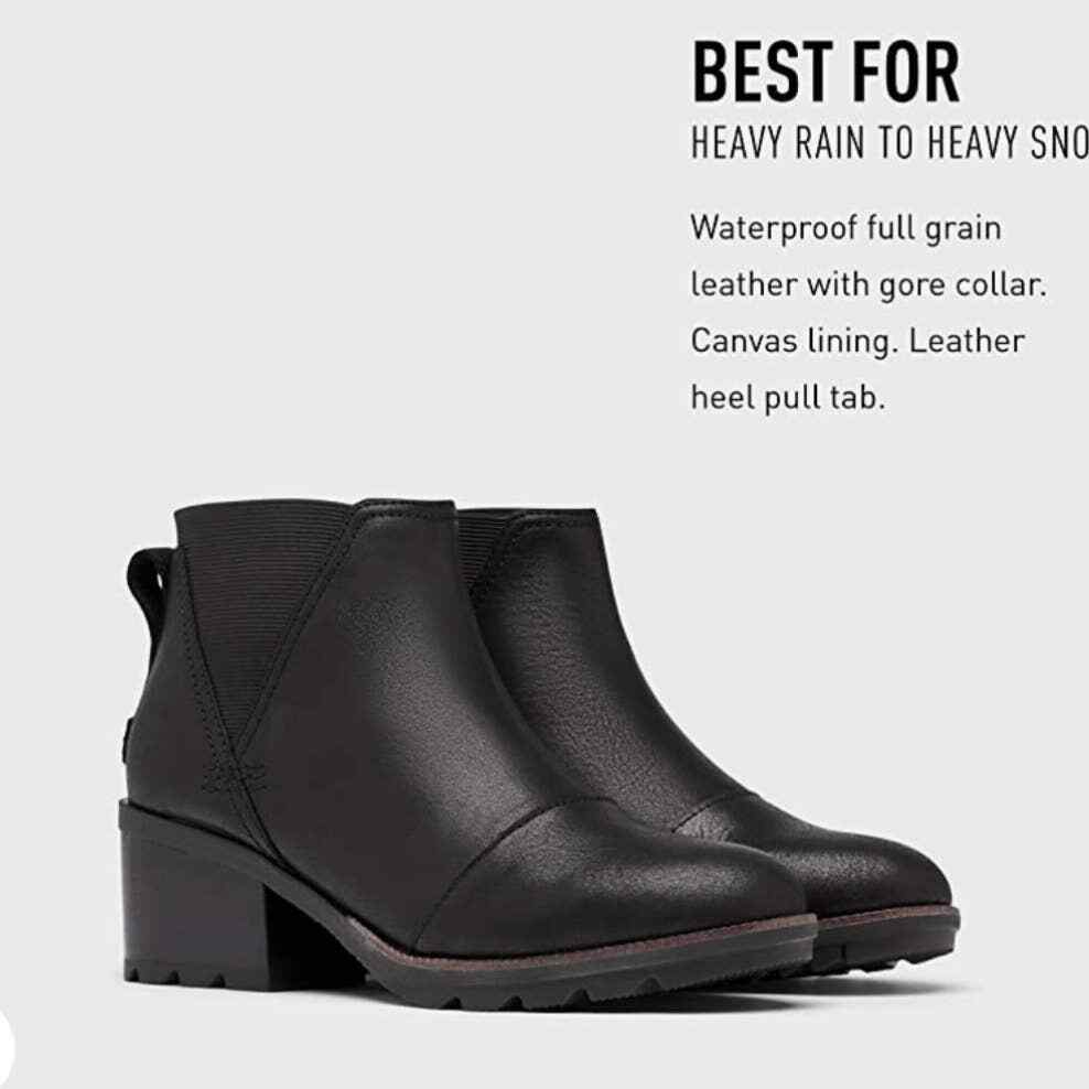 Sorel Black Leather Cate Chelsea Boots Size 10.5 Waterproof Winter Shoes-image