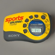 Sony Walkman SRF-M78 Sports Radio Yellow Digital AM/FM with Band WORKS Clean