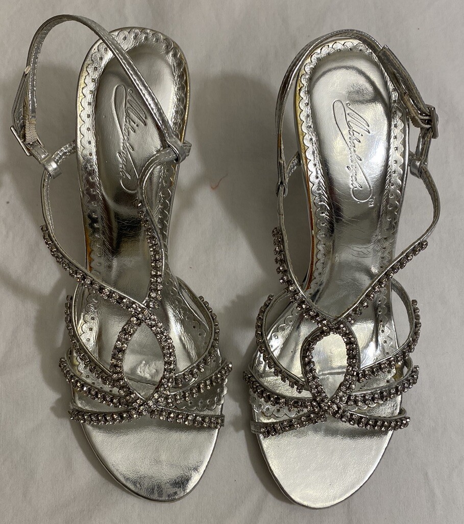 Ankle Strap David's Bridal Silver Heels Allover Pave Crystal - Main Image