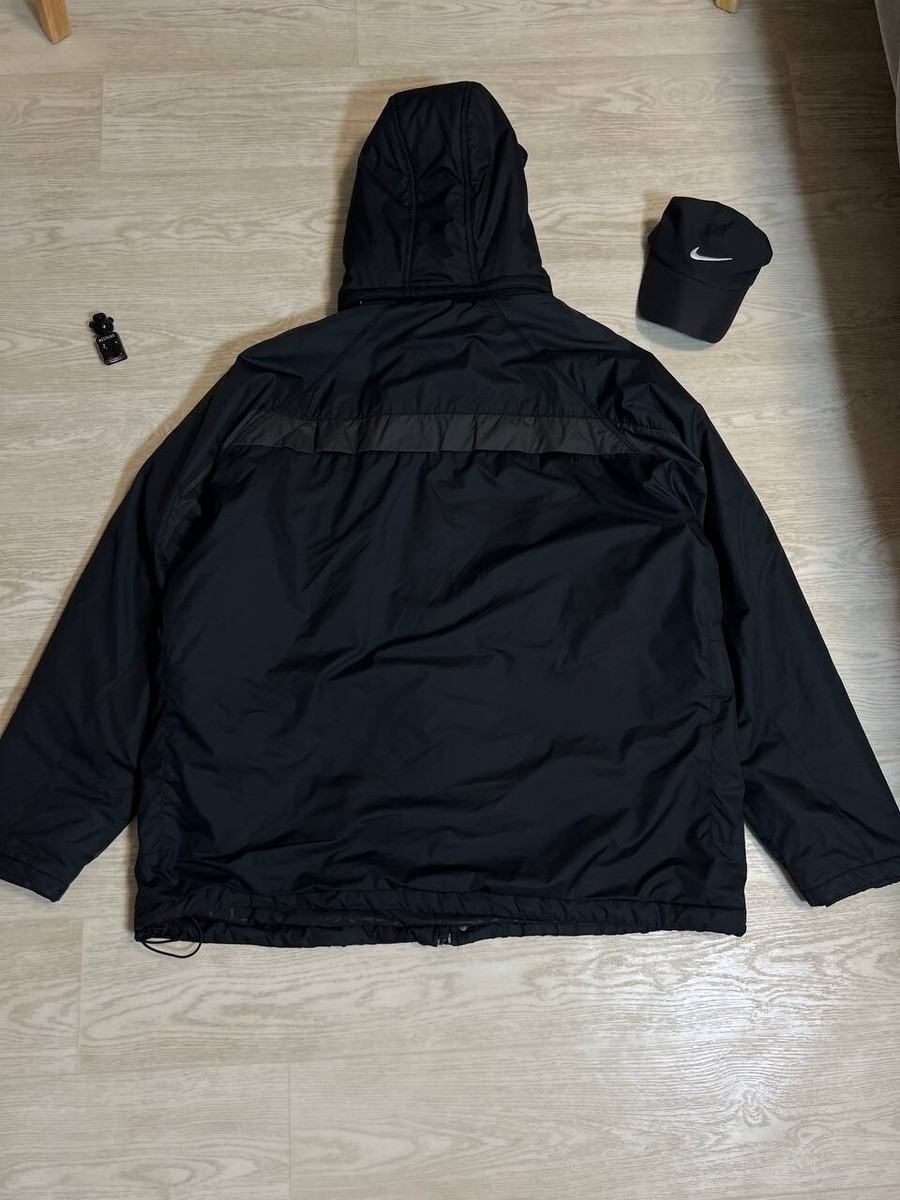 Nike vintage Men's Black Winter Puffer Jacket hood, full Nike vintage Men's Black Winter Puffer Jacket hood, full