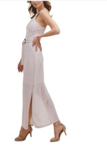 GUESS Women's Dress Size 10 NWT Oat Beige Side Slit Textured Zipper Belted