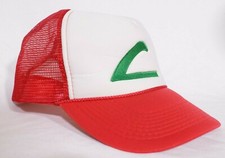 1990s Ash Ketchum Pokemon Red White Snapback Mesh Trucker Cap Cosplay Hat OTTO