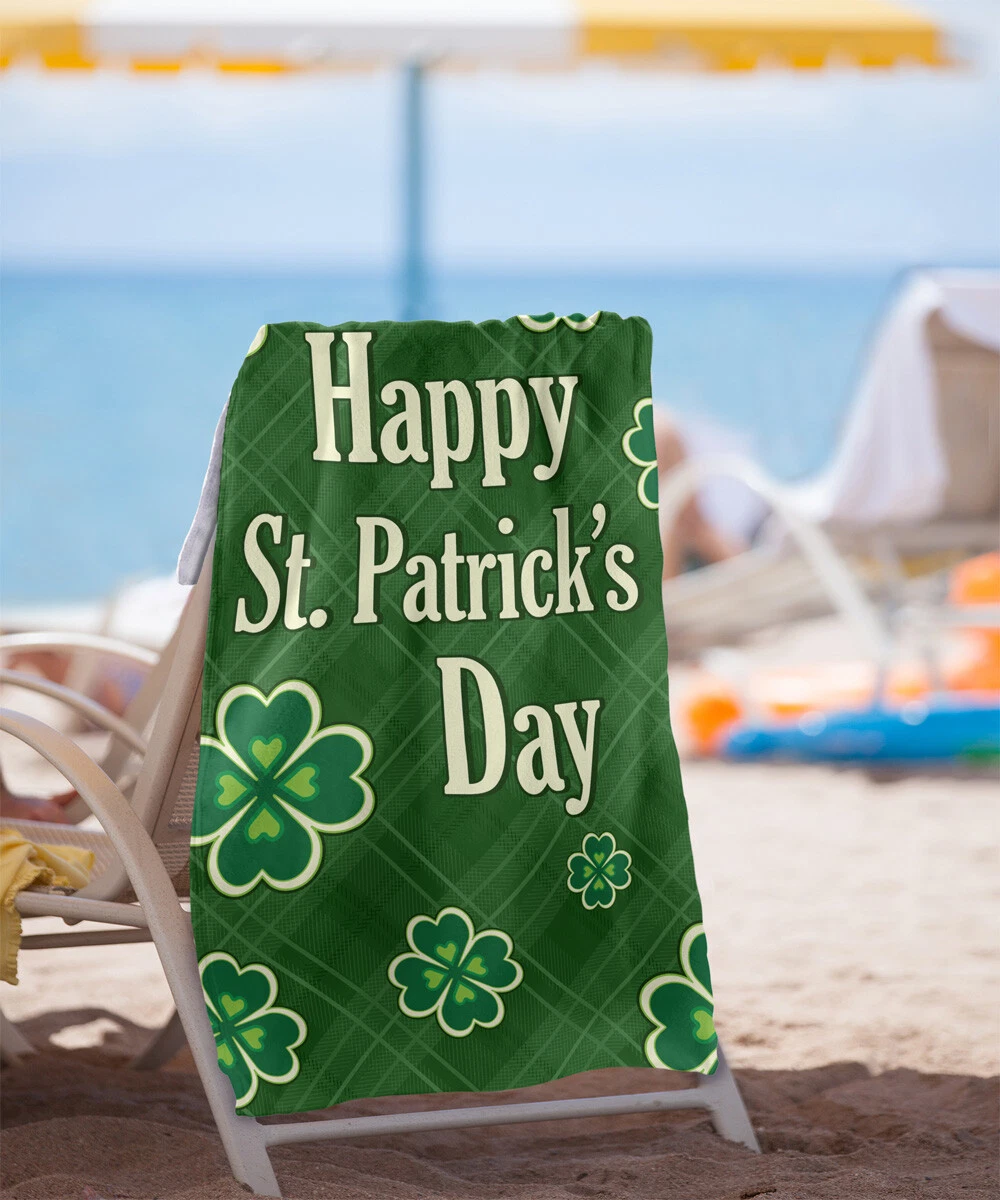 30"x60" Happy St. Patrick's Day Beach Towel Lightweight Microfiber Bath