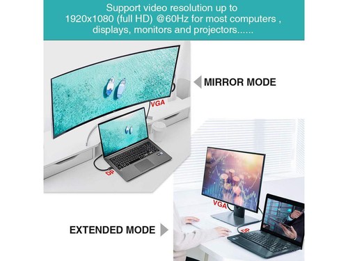 Display Port to VGA Cable Adapter Converter Video HDTV PC Monitor Desktop Laptop - Picture 13 of 18