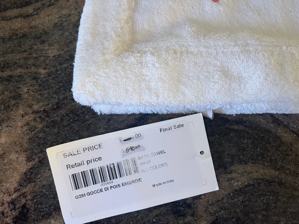 GORGEOUS NEW PRATESI SET OF BATH TOWELS~GOCCE DI POIS EMBROIDERED~PINK~28x48” - Изображение 4 из 4