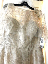 860 Rickie Freeman by Teri Jon Women's Beige Lace Overlay Tulle Dress Size 16