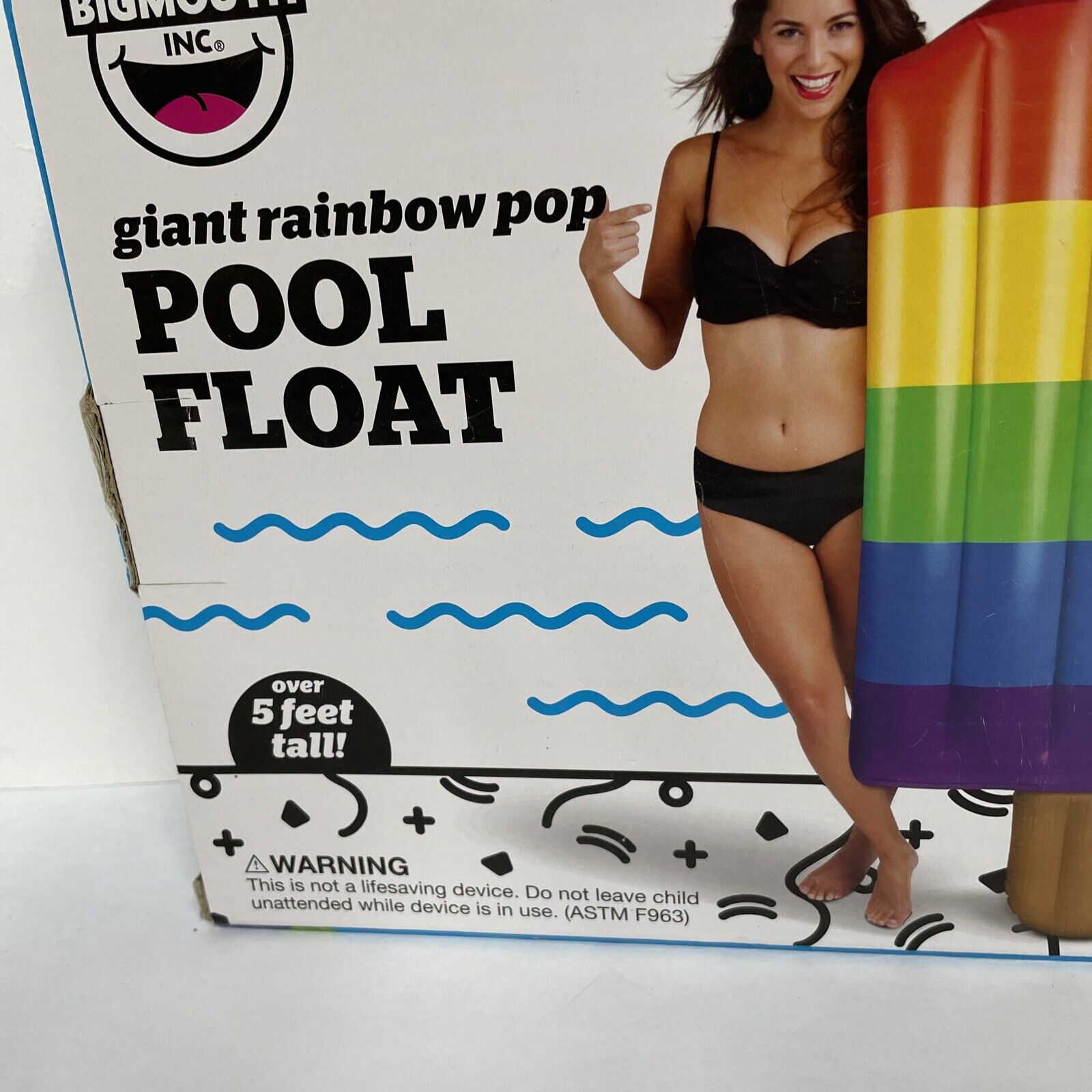 NEW Giant Rainbow Popsicle POOL FLOAT Over 5 Feet Tall 68 x 30 x 7.5 BIGMOUTH V2