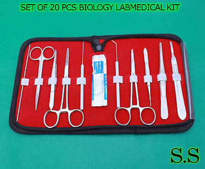 SET OF 20 PCS BIOLOGY LAB ANATOMY MEDICAL STUDENT KIT+ SCALPEL BLADES #24