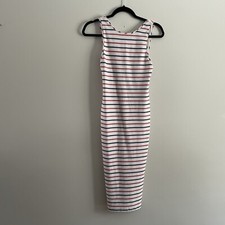 Zara Trafaluc Collection XS Red White Blue Striped Low Back Bodycon Midi Dress