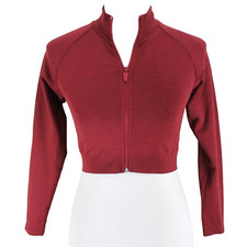 Alphalete Amplify Cropped Jacket Womens Size S Maroon Full Zip Front Long Sleeve