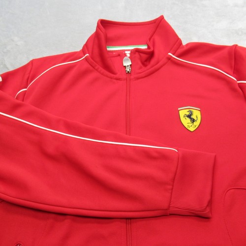 Puma x Ferrari Jacket Boys Large Red Zip Pockets Scuderia Ferrari Full Zip Track - Picture 8 of 16