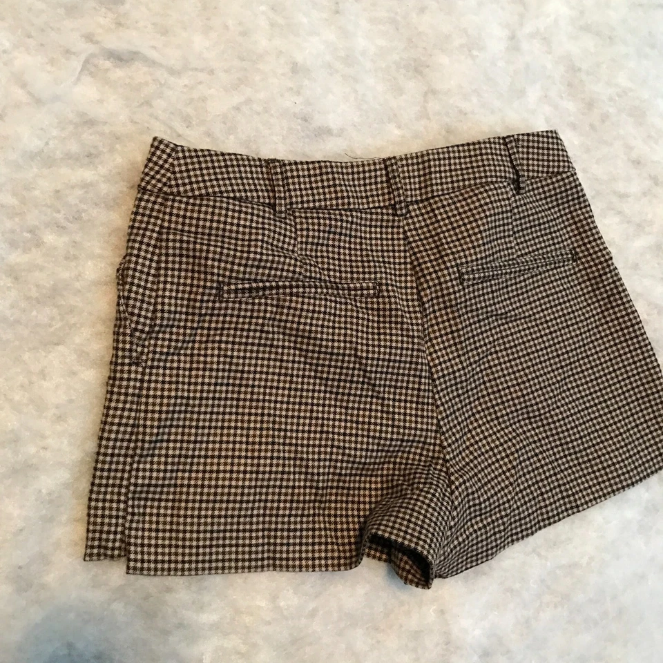 Pantalones Cortos Chinos H&M Marrón Claro Pata de Gallo Tiro Medio Academia Preppy Talla 8 Foto 2 de 4