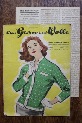 schnittmuster schnittbogen mode zeitschrift aus garn und wolle 1957 1950er jahre