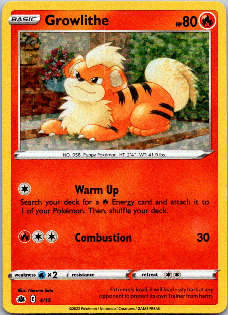 Pokemon Card Growlithe 4/15 2022 McDonalds Battle Match Holo Pokmon TCG  NM/M