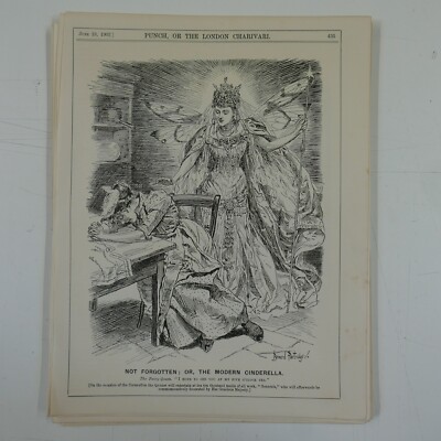 7x10'' punch cartoon 1902 NOT FORGOTTEN MODERN CINDERELLA coronation