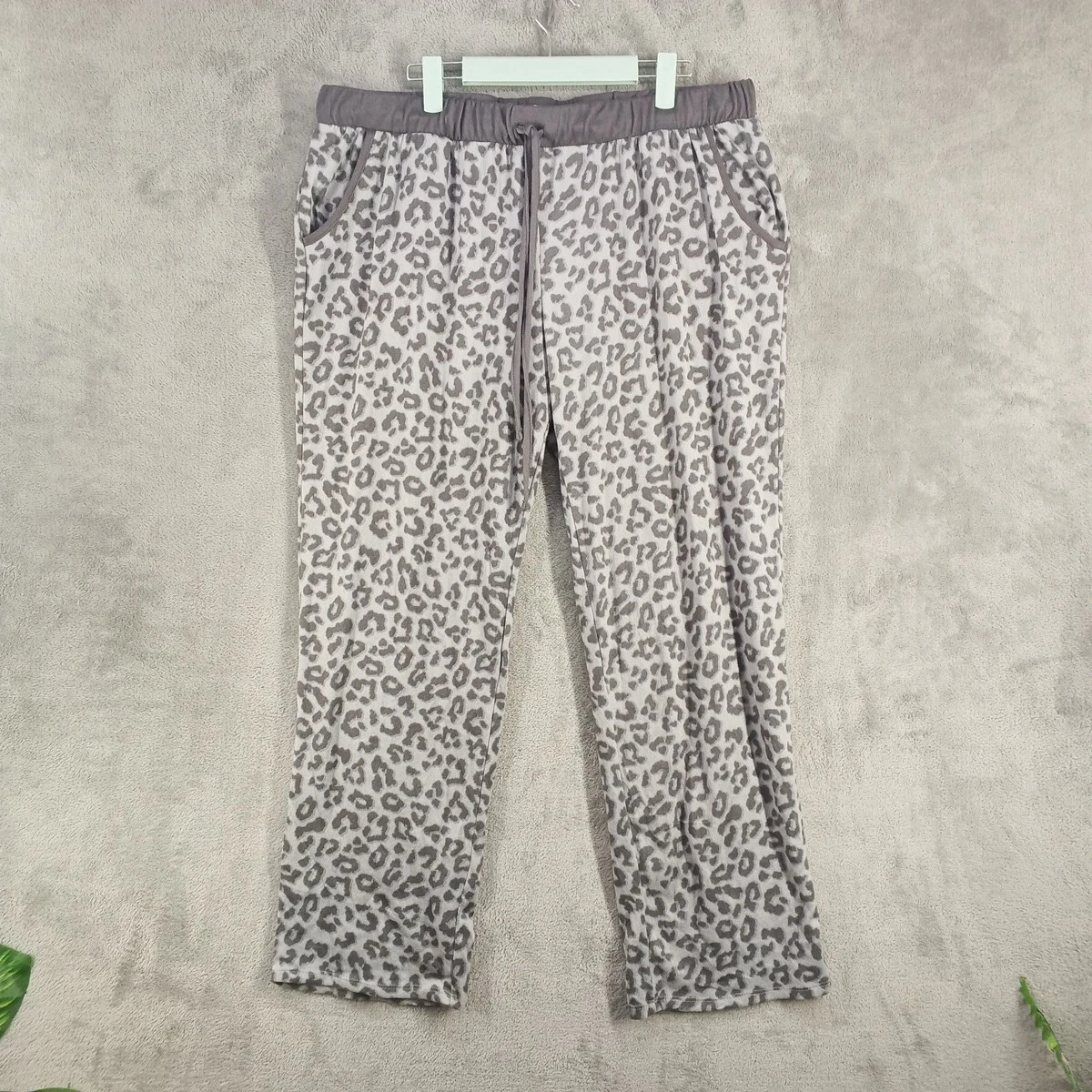 LUCKY BRAND Pajama Pants LARGE(12-14)Leopard Print High Rise Knit Lounge