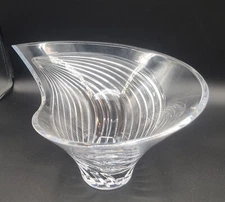 Vintage Louise Kennedy Tipperary Large Cut Crystal Bowl Aurora Abstract MCM 