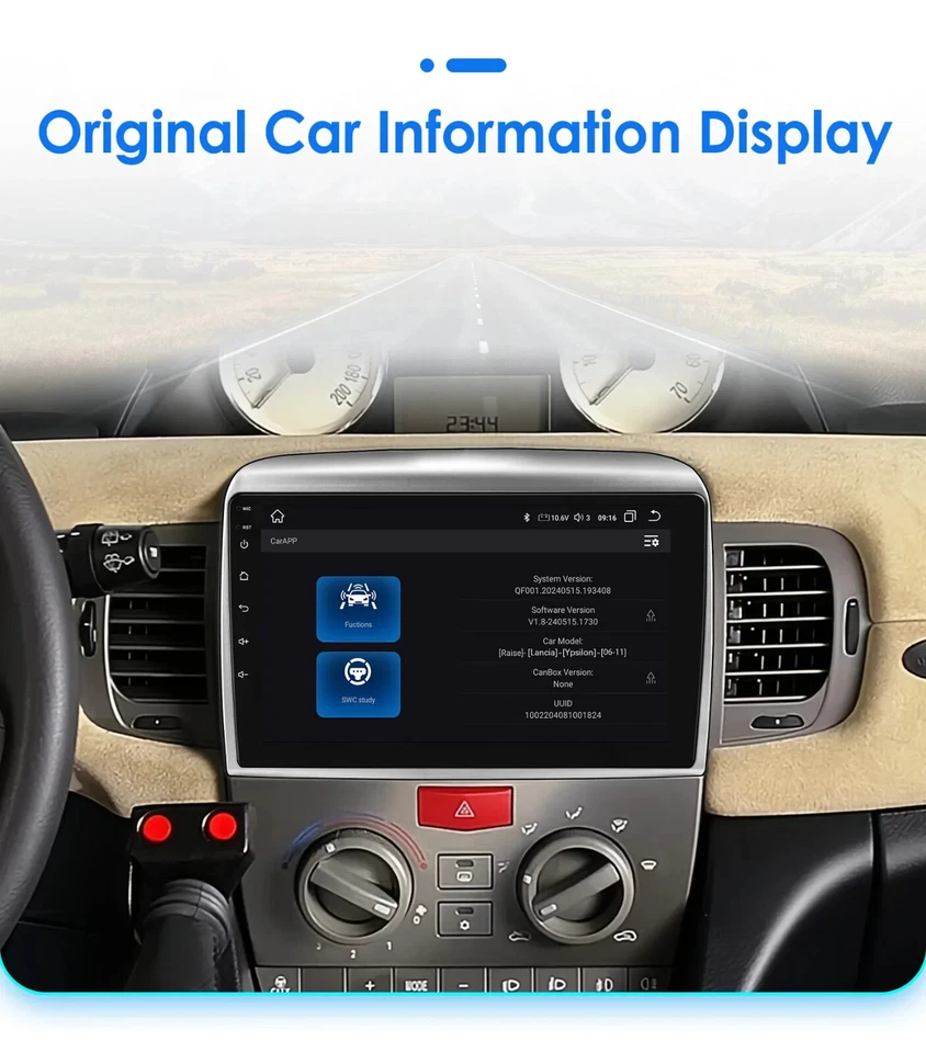 Autoradio 9" Android13 2+32GB CarPlay/AndroidAuto WiFi DSP Lancia Ypsilon 03-11 - Immagine 4 di 4