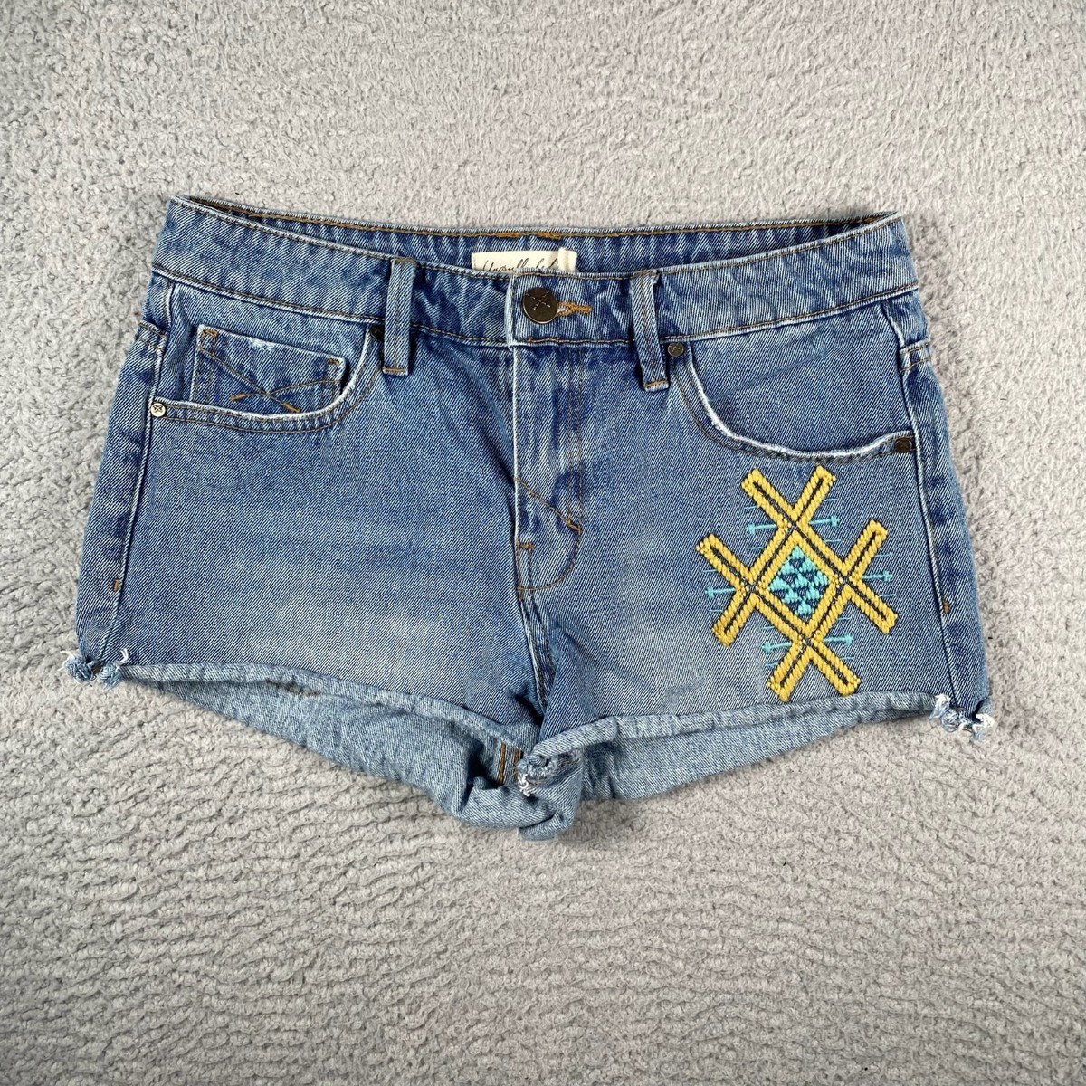 【BAON】Reku Denim Washing Bermuda Cargo Pants Unpublished Denim Shorts Womens 28 Light Wash 1