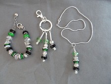 Pulsera, llavero y collar europeo nudo celta negro y verde