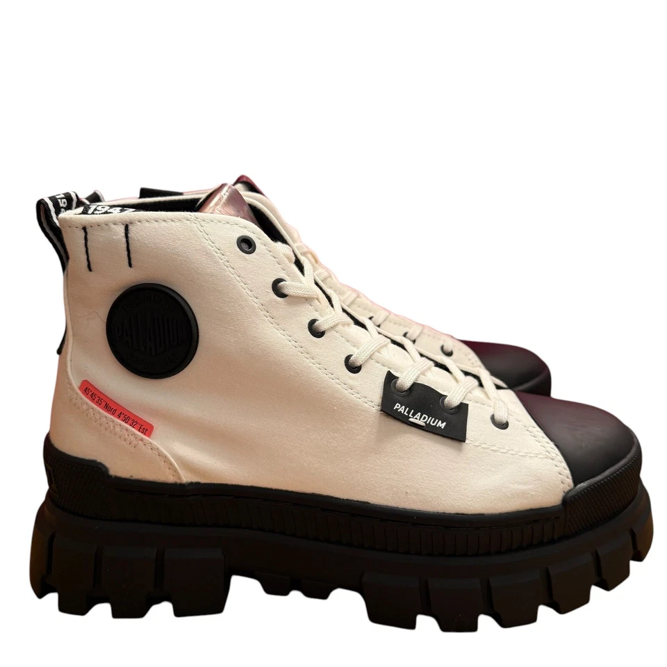 Botas para mujer Palladium Revolt Hi TX estrella blancas negras gruesas plataforma talla 10 Foto 3 de 4