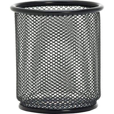 Lorell Steel Pencil Cup 3-1/2''x3-7/8'' Black Mesh 84149