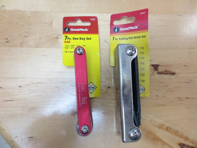 GreatNeck 2-Pc Set, 7-Pc SAE Hex Key Set + 7-Pc Star Driver (Torx) Set