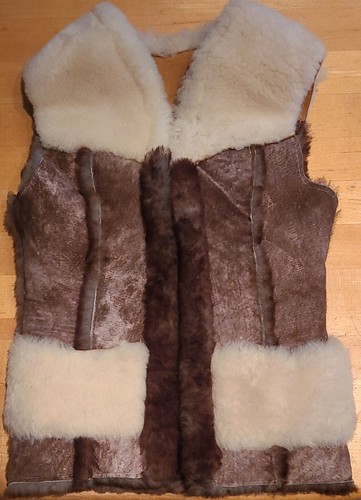 Vêtements caribou ENFANTS VINTAGE moutons sherpa shearling enfants gilet cuir laine douce - Photo 1/5