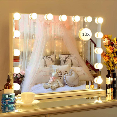 22.8''X 18.1'' Vanity Mirror Makeup Mirror with Lights,10X Large Hollywood Lighted