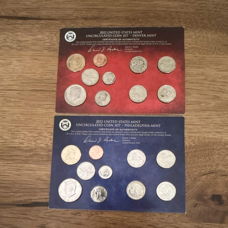 2022 U.S. Mint Uncirculated Coin Set Denver (D) & Philadelphia (P)
