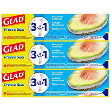 3 PK- GLAD PRESS'N SEAL MULTIPURPOSE SEALING WRAP, LEAK PROOF, 420 SQFT TOTAL