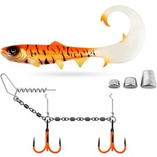 Soft Bait 17.5cm22cm Swimbait with UV Treble Hook Rolling Swivel Stinger Rig Kit