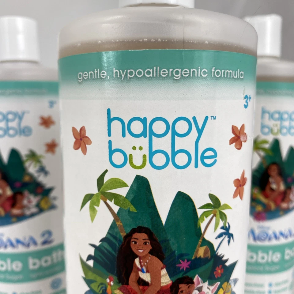 NOVO Lote de (3) Disney Moana 2 Happy Bubble Bath 32 fl.oz Açúcar Tropical Perfumado - Imagem 2 de 4