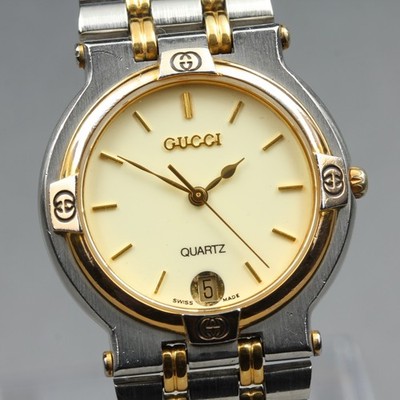 Vintage [Exc+5] Gucci 9000M Two-Tone Gold Dial 31mm Men's Quartz Watch JP #253