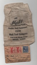 US AIRMAIL PARCEL POST PREXIE 1950S TAG WITH BAG CHICAGO IL MALL TOOL CO