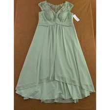 Azazie Womens 22 Dusty Sage Lace Chiffon High Low Irmeli Bridesmaid Dress NWT