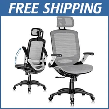 Executive Office Chair with Adjustable Armrests, Grey