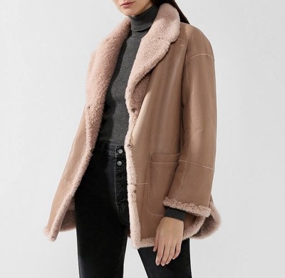 BRUNELLO CUCINELLI Leather & Shearling Reversible Coat 44 IT / 8 US $14,500+ NEW