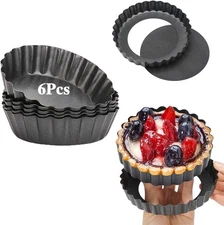 Tart Pans 4 Inch with Removable Bottom Fluted Pie Tart Pans, Round Non-Stick ...