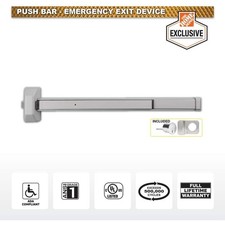 Universal Hardware Uh40010 2-716 In. Push Bar With Standard Pull And Cylinder