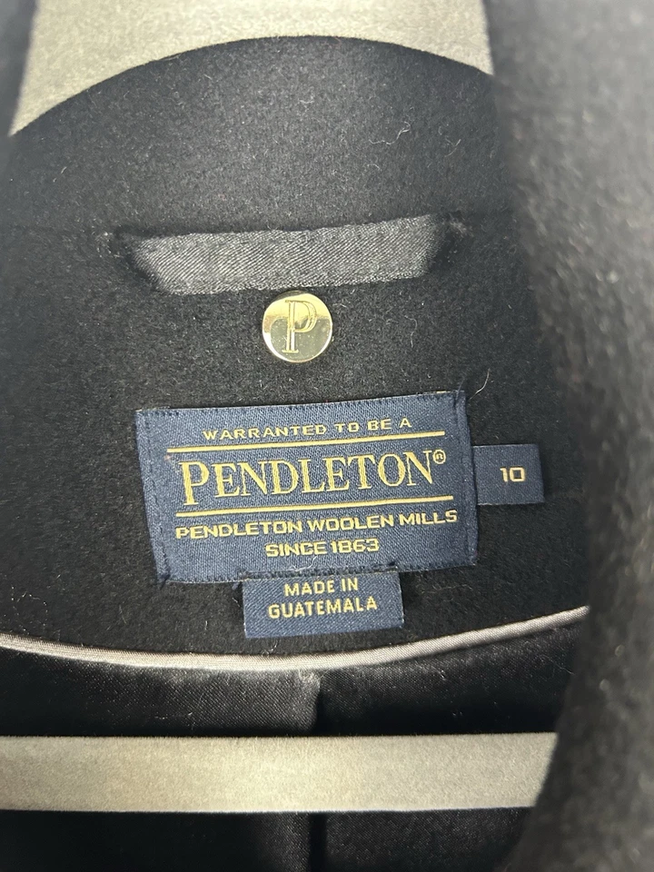 Abrigo frigorífico largo de lana cachemir de lujo Pendleton para mujer talla 10 negro Foto 3 de 4