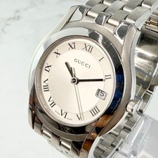 GUCCI Watch 5500M Roman Dial Date Silver Authentic From Japan