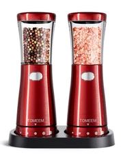 Electric Salt and Pepper Grinder Set with Storage Base, Stainless Steel Recha...