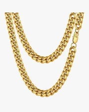 PROSTEEL Cuban Link 22' Gold Chain Necklace. Stainless Steel, Never Rust, Fade