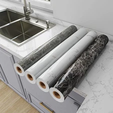 Glossy Marble Contact Paper for Table Self-Adhesive Wallpaper(Brown/White/Gray)